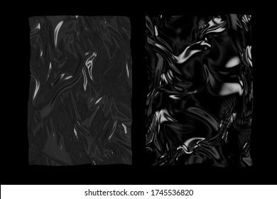 Plastic foil Overlay Texture  wrinkled glossy paper black background  Mock up cover for product  3d render