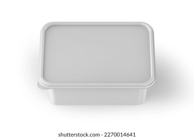 Plastic Matte Food Container White Box for Ice Cream or Yogurt Packaging Box Mockup 3D Rendering
