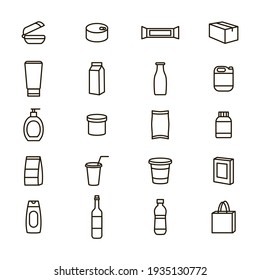 Plastic Packaging Signs Black Thin Line Icon Set Include Of Bottle And Container. Illustration Of Icons