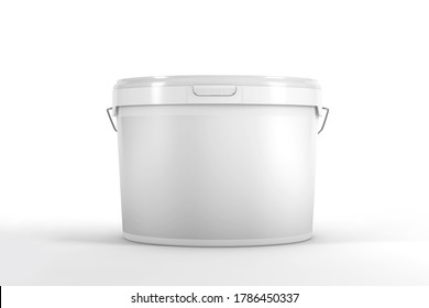 Plastic Paint Bucket Mockup. 3D Rendering.