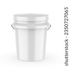 Plastic Paint Bucket For Mockup Blank Template Design And Branding, 3d illustration.