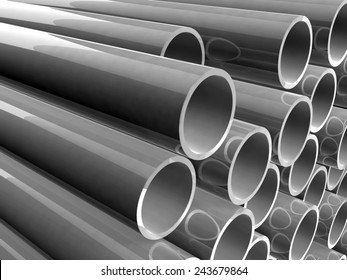 Plastic Pipes Of Grey Color