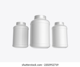 Plastic Protein Jar Mockup. 3D Render