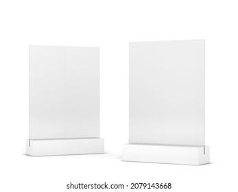 Plastic Restaurant Menu Holder. 3d Illustration Isolated On White Background 