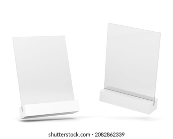 Plastic Restaurant Menu Holder. 3d Illustration Isolated On White Background 