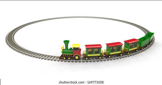 Plastic Toy Train On White Background