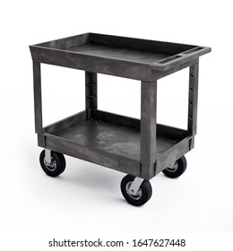 Plastic Two Shelf Utility Cart Model, 3D Illustration