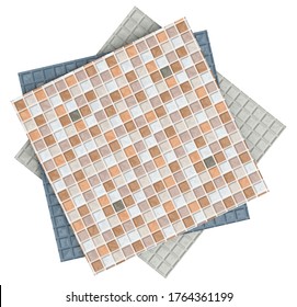 Plastic Vinyl Tile Backsplash Isolated On White. 3d Rendering