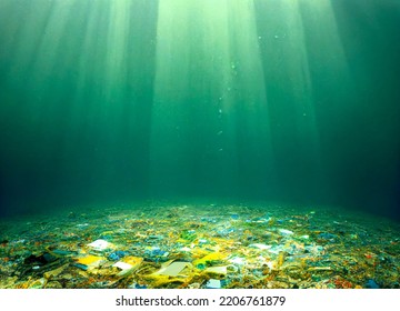 Plastic waste in sea