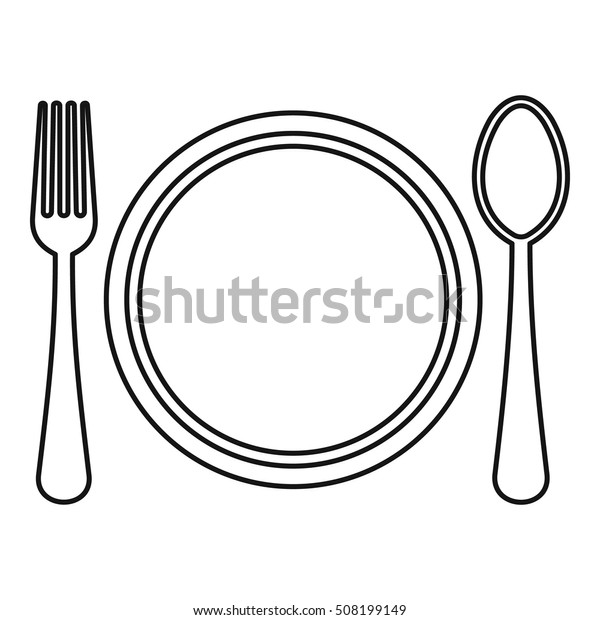 Plate Spoon Fork Icon Outline Illustration Stock Illustration 508199149