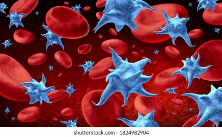 Platelet in the blood and thrombocyte anatomy concept as activated platelets symbol as a 3D render.