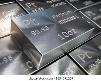 Platinum bars or ingots background. Precious metals. 3d illustration