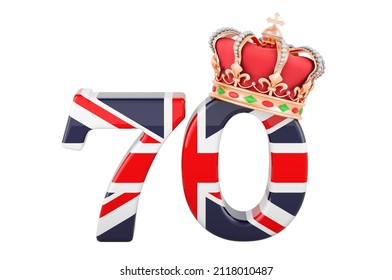 Platinum Jubilee of Elizabeth II, 70th anniversary of the accession of Queen Elizabeth II , 3D rendering isolated on white background