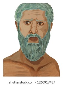 Plato Portrait Illustration Acrylic Color Painting On Canvas