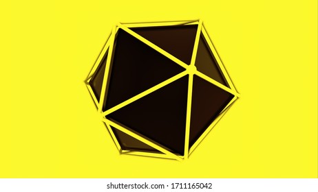 Platonic inside a lattice, 3d rendering geometric shape. Computer generated icosahedron. Technological backdrop