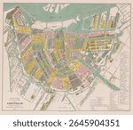 Plattegrond van Amsterdam (1872) by Albertus Braakensiek, Albertus Barend Hendrik Braakensiek, Albertus Braakensiek. Vintage map illustration. Cartography poster, vintage illustration of a map.