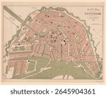 Plattegrond van Amsterdam (1873) by Martin Ghys and J Dosseray. Vintage map illustration. Cartography poster, vintage illustration of a map.