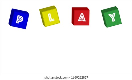 Play 3D Bright Colored Blocks Falling On Soft White Background. Education, Learning, Preschool, Concepts.