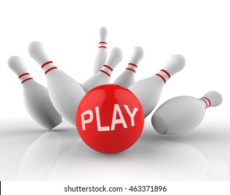 Play Bowling Representing Free Time And Fun 3d Rendering