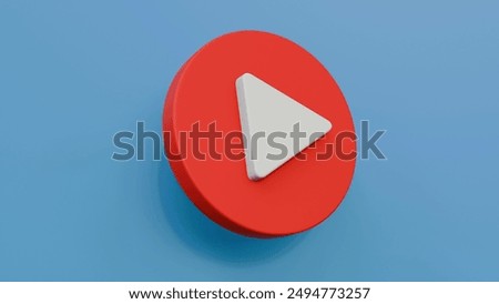 Play button on blue background. Ui design. Player concept button. Play button for start multimedia player concept of video, audio playback. Social media.