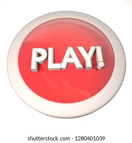 Play button over white background, 3d rendering