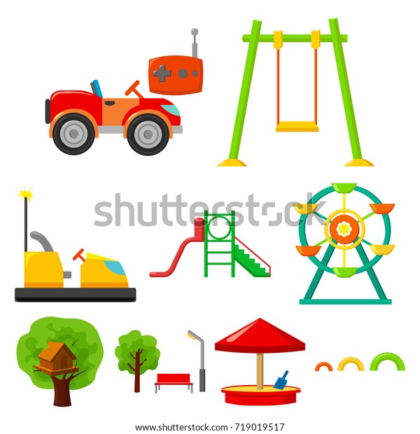 Play garden set icons in\
cartoon style. Big collection of play garden bitmap symbol stock\
illustration