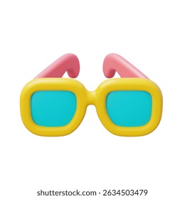 Playful 3D sunglasses with turquoise lenses