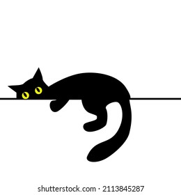 Playful Black Cat Simple Drawing Stock Illustration 2113845287 ...