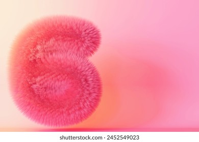 Playful, fluffy number six on gradient background. Pink symbol 6. Invitation for a sixth birthday party, or any kids event celebrating a 6th milestone. Vibrant, neon colors. Copy. 3D Illustration - Powered by Shutterstock