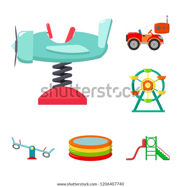 Playground, entertainment cartoon icons in\
set collection for design. Attraction and equipment bitmap symbol\
stock web\
illustration.
