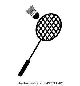 Playing badminton racket and shuttlecock silhouettes on a white background. vector illustration
