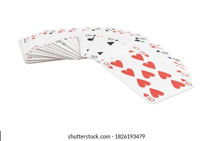 Playing Cards 3D Illustration On White Background