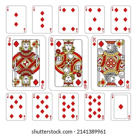 Playing Cards Diamonds Set Red Yellow Stock Illustration 2141389961 ...
