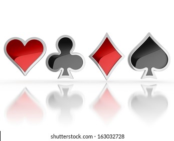 Playing Cards 3d Symbols Hearts Clubs Stock Illustration 164637020 ...