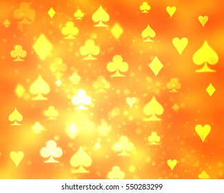 Playing cards symbols yellow background.
