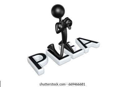 Plea Legal Concept With The Original 3D Character Illustration
