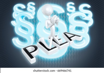 Plea Legal Concept With The Original 3D Character Illustration
