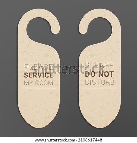 Please do not disturb door hanger. Servicing label for hotel rooms.