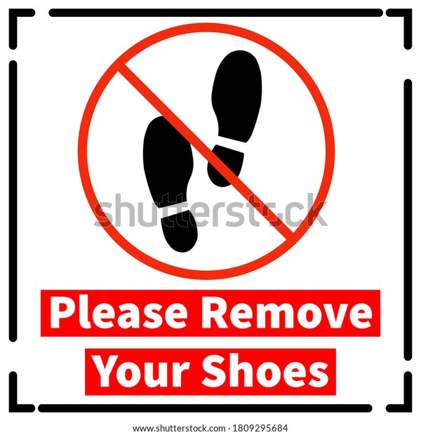 Please Remove Your Shoes Sign Stock Illustration 1809295684