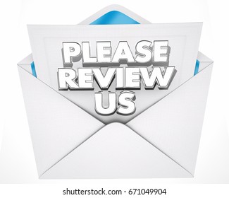 Please Review Us Invitation Message Envelope 3d Illustration