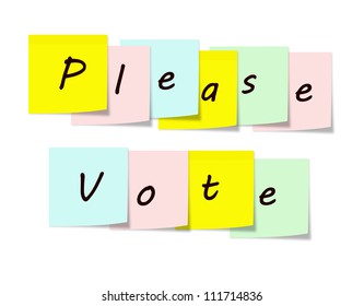 Please Vote Written On Colorful Sticky Notes