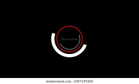 Please wait moving circle icon animated black background.