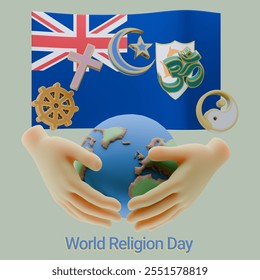 Pleasing 3D renders of World Religion Day Written in Anguilla Language and Flags
 - Powered by Shutterstock