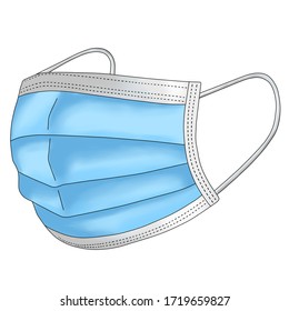 Pleated Surgical Mask Blu White