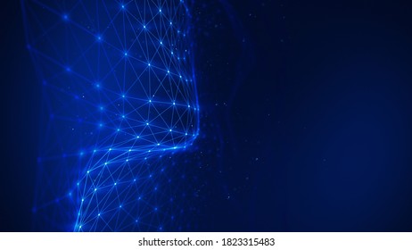 Plexus Of A Blue Flowing Digital Data Connected Network