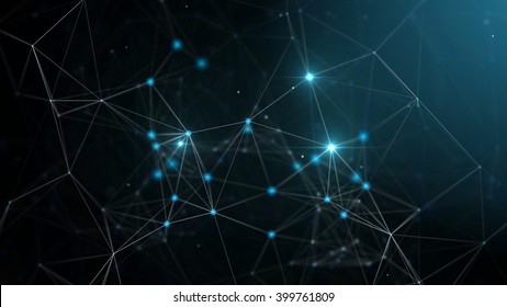 Plexus fantasy abstract technology and engineering background. 3d rendering.