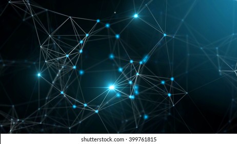 Plexus fantasy abstract technology and engineering background. 3d rendering.