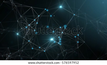 Plexus fantasy abstract technology and engineering background. 3D rendering