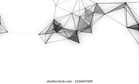 Plexus fantasy abstract technology. Abstract geometric background with moving lines, dots and triangles. Science. Medicine and technology