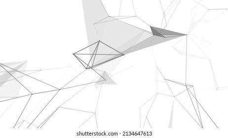 Plexus fantasy abstract technology. Abstract geometric background with moving lines, dots and triangles. Science. Medicine and technology